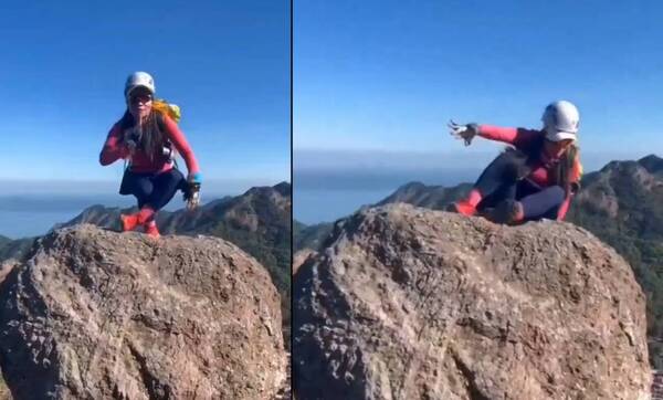 Quiso una foto extrema y… Se hace viral el video de una mujer que, al parecer, cayó y ¿qué le pasó?