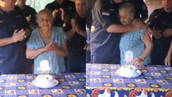Polis sorprenden a una abuela que cumplió 85 años