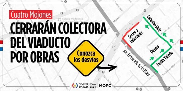 Cerrarán colectora del viaducto de Cuatro Mojones por obras