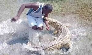 Quiso “jugar” con un cocodrilo y… Captan el momento justo en que se produce un terrorífico ataque