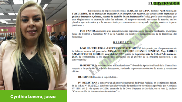 Caso Mario Abdo: Jueza descarta posibilidad de resoluciones contradictorias y rechaza reposiciones de exministros