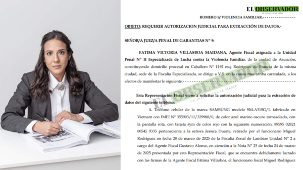 Fiscalía solicita autorización para extracción de datos del celular de Jessica Duarte