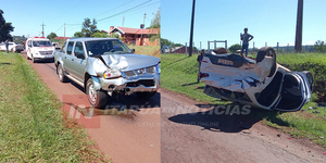 VEHÍCULO VOLCÓ APARATOSAMENTE TRAS UNA COLISIÓN EN BELLA VISTA