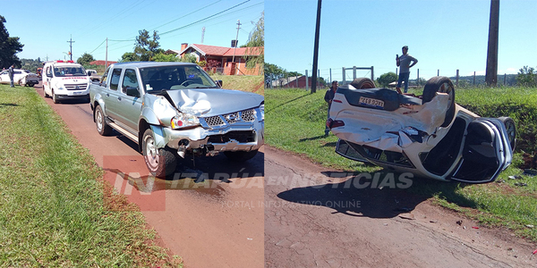 VEHÍCULO VOLCÓ APARATOSAMENTE TRAS UNA COLISIÓN EN BELLA VISTA