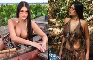 Una auténtica belleza de raza Guaraní: las fotos y videos de Laurys vestida como una aborigen