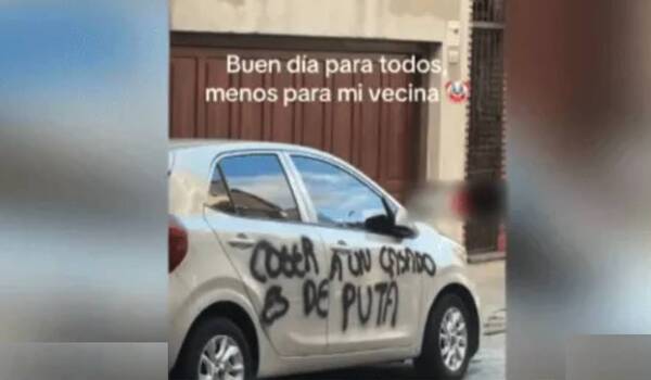 Acusó a la vecina de ser amante del marido y… ¡le pintarrajeó todo el auto con “frases célebres”!