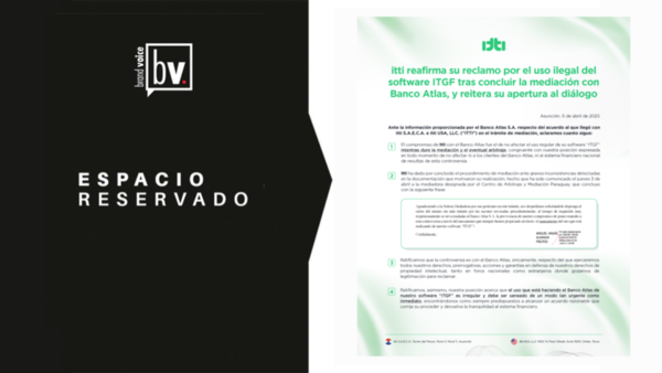ESPACIO RESERVADO: itti reafirma su reclamo por el uso ilegal del software ITGF