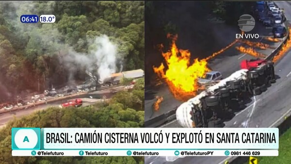 Camión cisterna volcó y explotó en Brasil