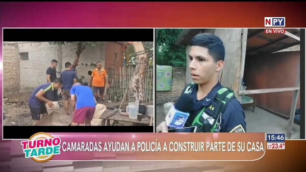 Policía víctima de su superior construye casa a su mamá con ayuda de camaradas
