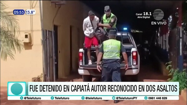 Autor reconocido en dos asaltos fue detenido en Capiatá