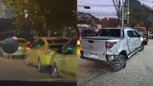 Robó un vehículo, chocó por dos columnas y huyó desnudo