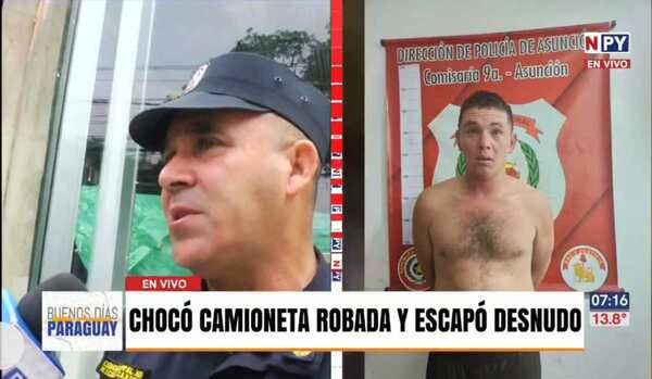 Hombre roba camioneta, choca contra columnas de la ANDE y huye desnudo alegando ser militar