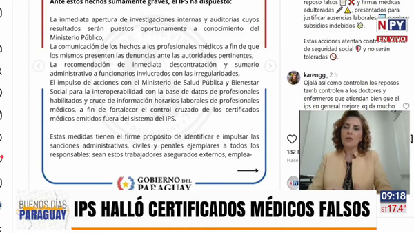 IPS detecta certificados de reposos falsos: Encuentran firmas adulteradas de médicos y millonarias pérdidas