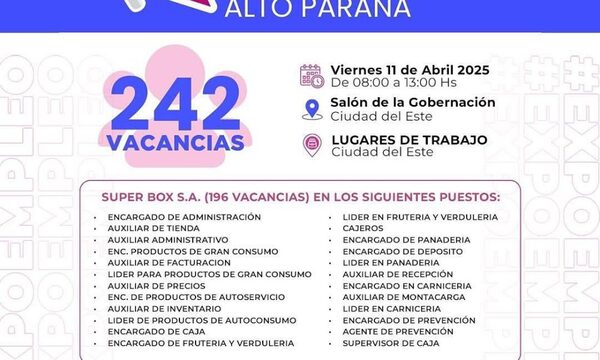 Feria de empleo se realiza hoy en la gobernación con 242 vacancias