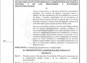 Establecen asueto para el miércoles santo