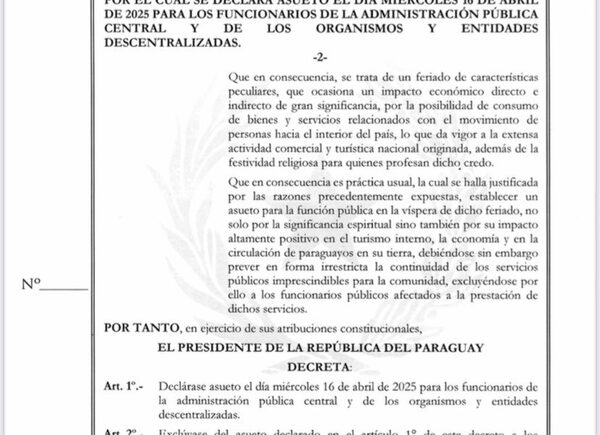 Establecen asueto para el miércoles santo