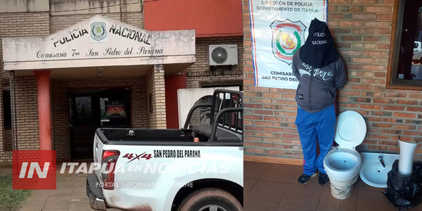 SAN PEDRO DEL PNÁ: SE LLEVÓ UN INODORO Y UN LAVAMANOS DE UN COLEGIO