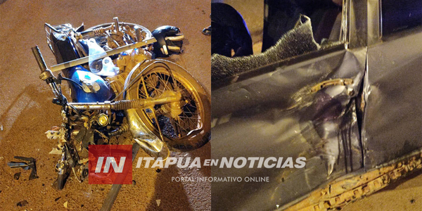 MOTOCICLISTA RESULTÓ HERIDA TRAS CHOQUE CON AUTOMÓVIL EN BELLA VISTA