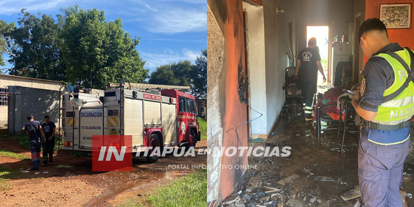 VIVIENDA SE INCENDIÓ PARCIALMENTE EN ENCARNACIÓN