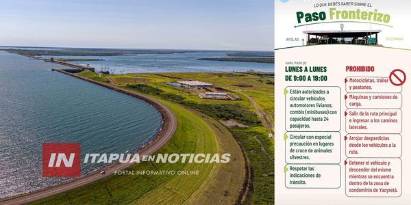 PASO FRONTERIZO AYOLAS – ITUZAINGÓ HABILITADO DURANTE SEMANA SANTA