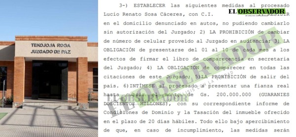 Imponen prohibición de salida del país y fianza de G 200 millones a oficial de justicia