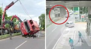 Vuelco de camión en el viaducto Semidei causó caos en el tránsito - SNT