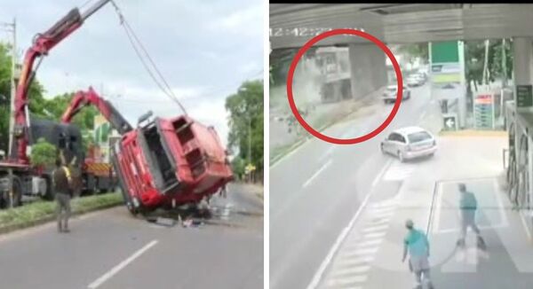 Vuelco de camión en el viaducto Semidei causó caos en el tránsito - SNT