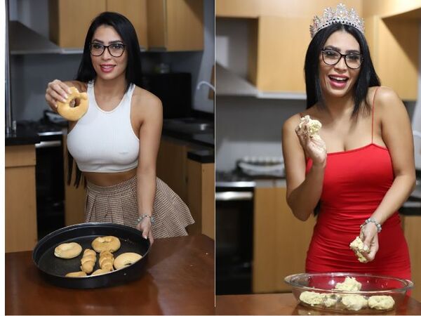 Jazmín Mernes haciendo chipa. “No hay dieta, solo chipa y oración”