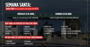 Gobierno libera peajes del MOPC a partir del mediodía de este miércoles 16 de abril