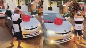 Sorprendió a su padre, con un flamante coche de regalo