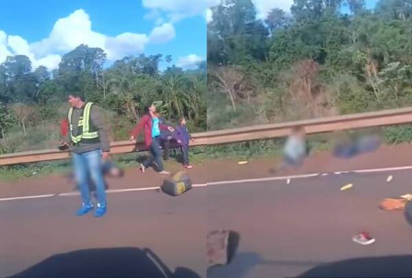 Grave accidente dejó a peques con lesiones al costado de una ruta y un hombre mal herido