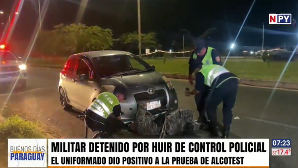 Militar alcoholizado impacta por un cordón al intentar huir de control policial en la Costanera de Asunción