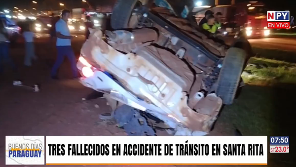 Tres fallecidos tras doble choque y aparatosos vuelcos de vehículos en Alto Paraná