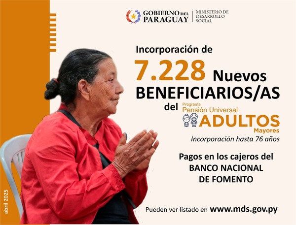Más de 7.000 nuevos beneficiarios ingresan al Programa de Adultos Mayores - ADN Digital