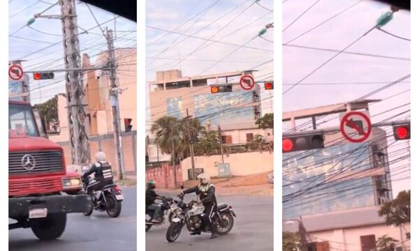 ¿Y la multa? Pillan a policía de tránsito haciendo giro indebido en zona señalizada