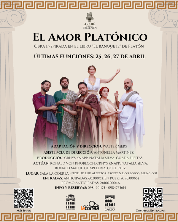 Últimas funciones de “El Amor Platónico”: filosofía y teatro se dan cita en Asunción
