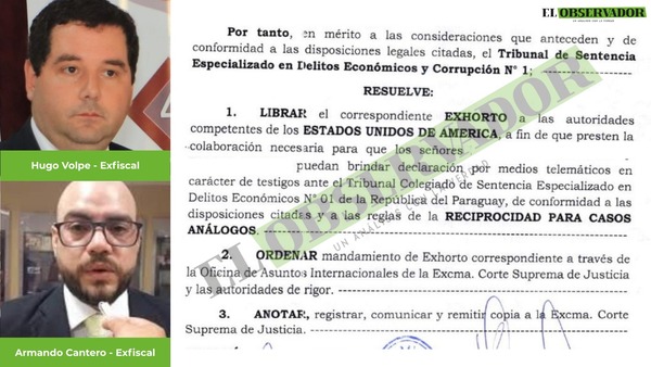 Tribunal solicitó a EEUU declaración de agentes de la DEA, como testigos en juicio a los exfiscales Volpe y Cantero