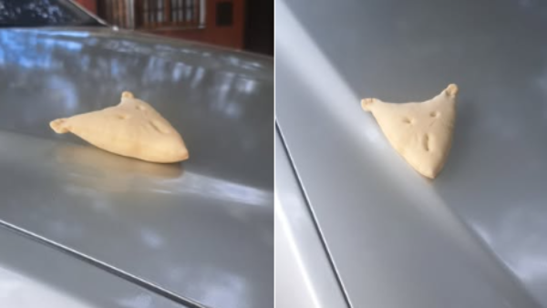 Le dejaron una masa con forma de cuerno en el auto: creen que se trata de un payé