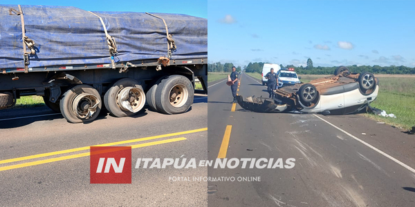 APARATOSO ACCIDENTE DE TRÁNSITO SOBRE LA RUTA PY01 DEJÓ IMPORTANTES DAÑOS MATERIALES