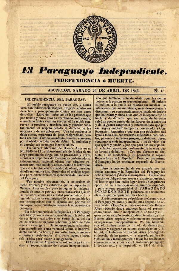 El Paraguayo Independiente: Historia, Independencia del Paraguay y Conflicto con Rosas (1845)