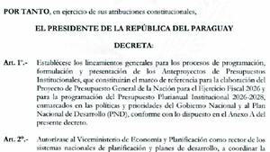 El Poder Ejecutivo decreta lineamientos para PGN 2026