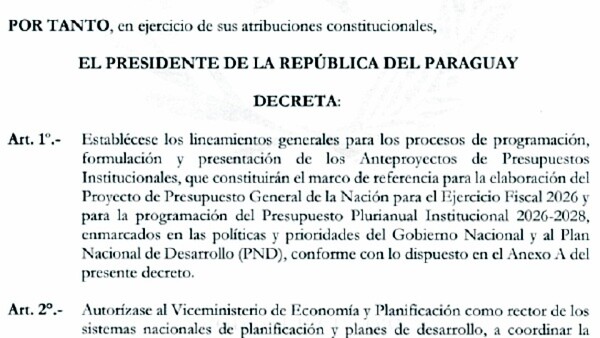 El Poder Ejecutivo decreta lineamientos para PGN 2026