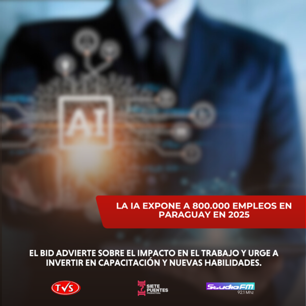 BID advierte: 800.000 empleos en Paraguay estarán expuestos a la inteligencia artificial en 2025 - TVS