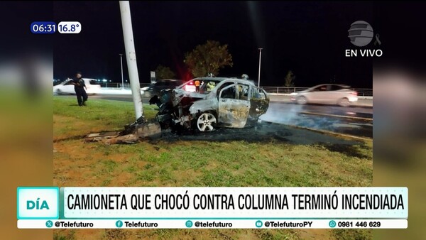 Conductor ebrio chocó y su vehículo se incendió