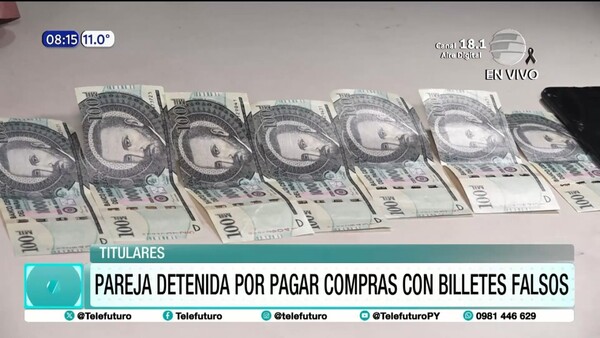 Pareja detenida por pagar con billetes falsos en Capiatá
