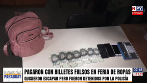 Pagaron con billete falso en una feria de ropas y quedaron detenidos tras una persecución en Capiatá
