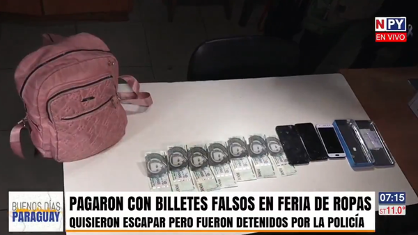 Pagaron con billete falso en una feria de ropas y quedaron detenidos tras una persecución en Capiatá