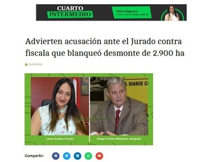 A finales de mayo, el JEM analizará actuación de fiscala que blanqueó desmonte de 2.900 ha - El Observador