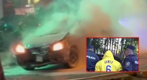 Persecución en Ciudad del Este: robó un auto, chocó y el vehículo se incendió - SNT