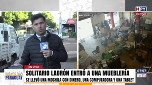Solitario ladrón robó artículos valiosos de una mueblería a plena luz del día en Lambaré